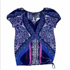 INC Women’s Wonderous Paisley Mesh Top Size S‎